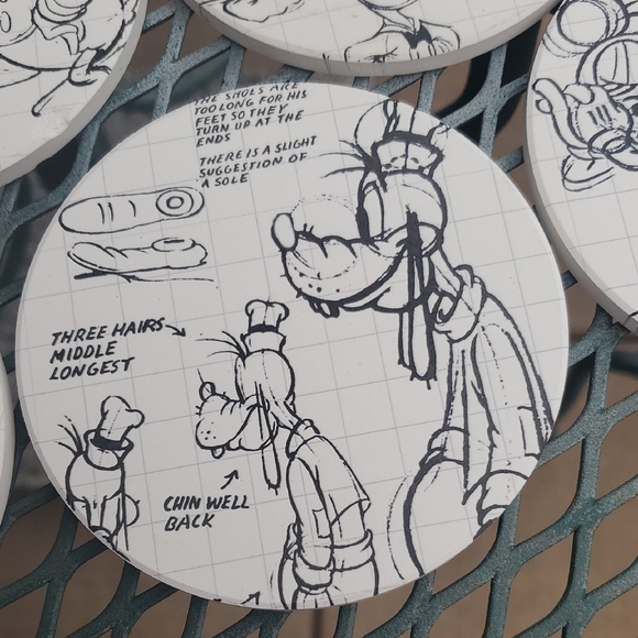 Classic Character Sketch Coasters Set - Black and White - Picture 3 of 9